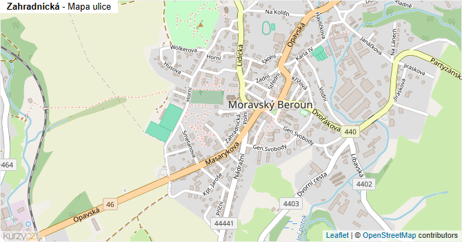 Zahradnická - mapa ulice