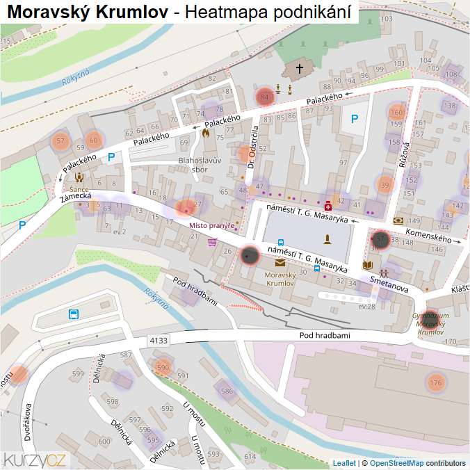 Mapa Moravský Krumlov - Firmy v obci.