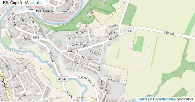 Bří. Čapků - mapa ulice