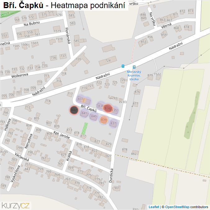 Mapa Bří. Čapků - Firmy v ulici.