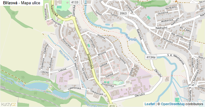 Břízová - mapa ulice
