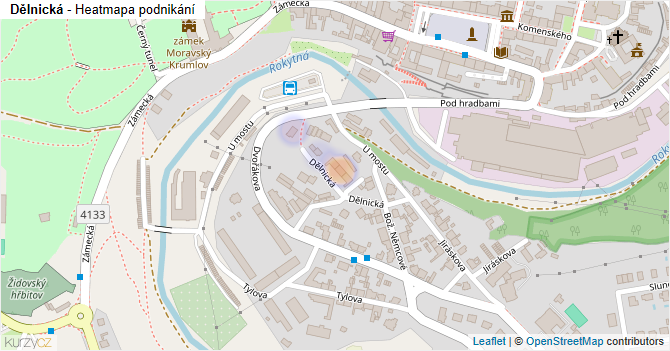 Dělnická - mapa podnikání