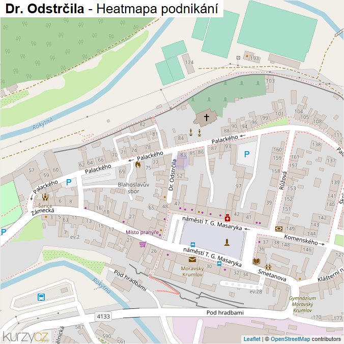 Mapa Dr. Odstrčila - Firmy v ulici.