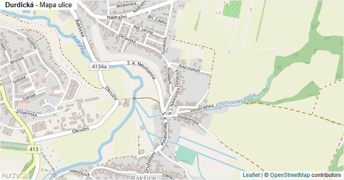 Durdická - mapa ulice