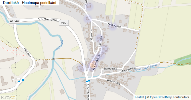 Durdická - mapa podnikání