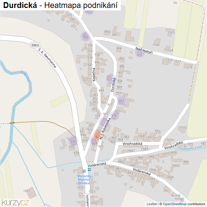Mapa Durdická - Firmy v ulici.