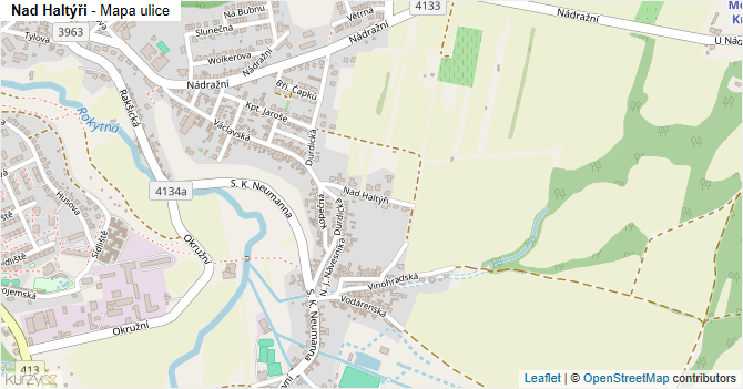 Nad Haltýři - mapa ulice