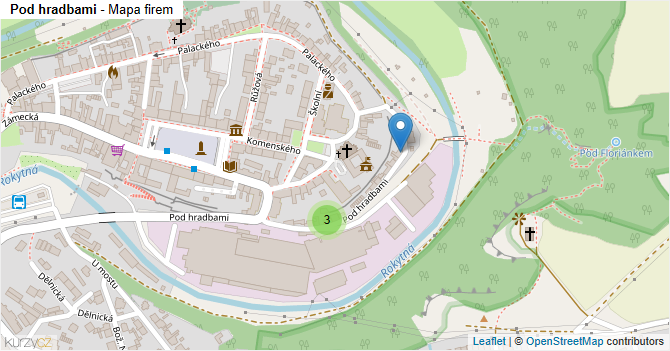 Pod hradbami - mapa firem
