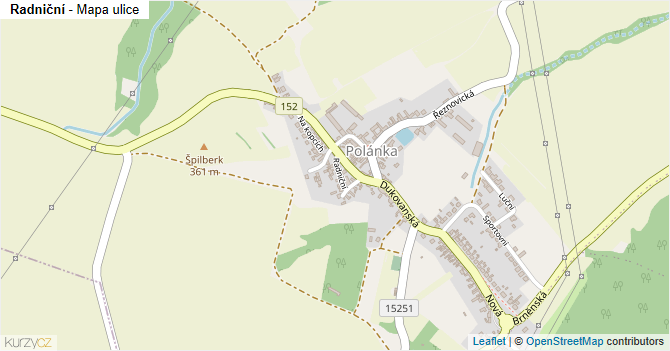 Radniční - mapa ulice