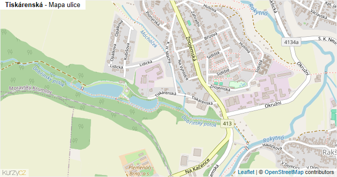 Tiskárenská - mapa ulice