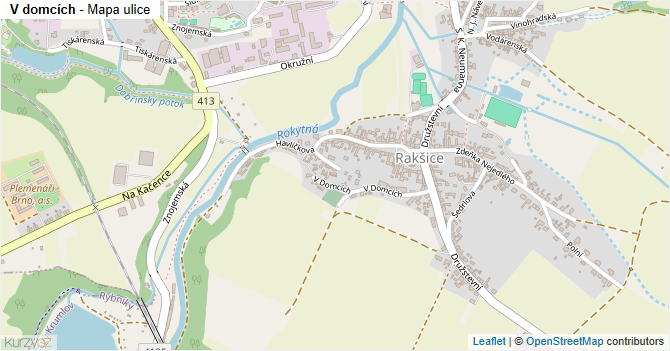 V domcích - mapa ulice