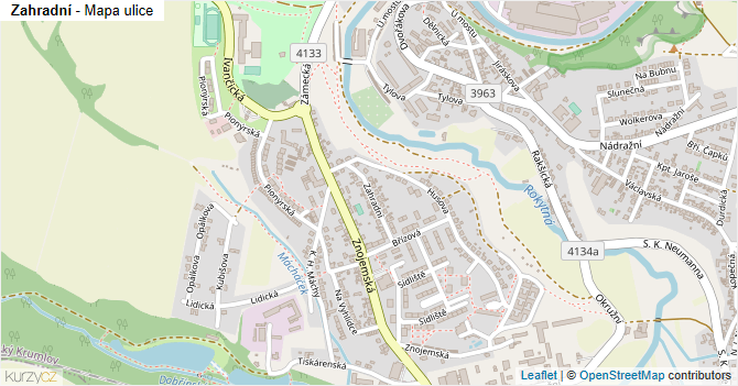 Zahradní - mapa ulice