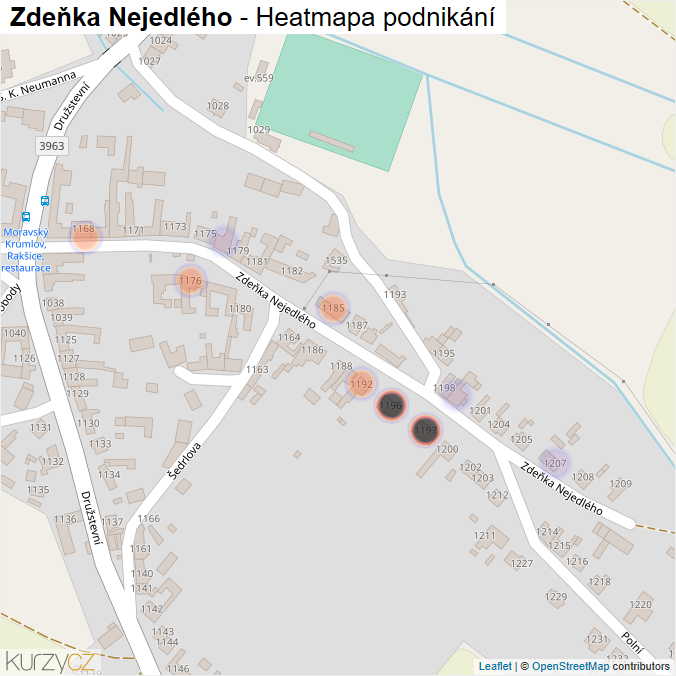 Mapa Zdeňka Nejedlého - Firmy v ulici.