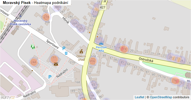 Moravský Písek - mapa podnikání