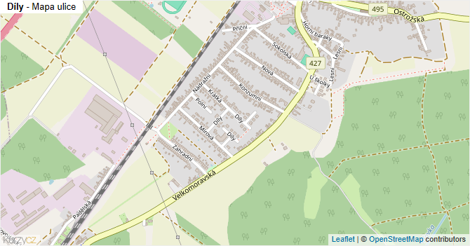 Díly - mapa ulice