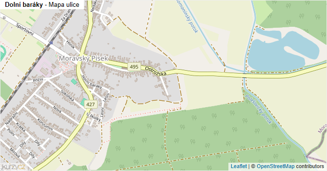 Dolní baráky - mapa ulice