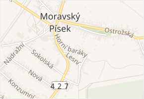 Horní baráky v obci Moravský Písek - mapa ulice