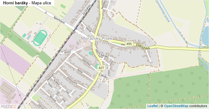 Horní baráky - mapa ulice