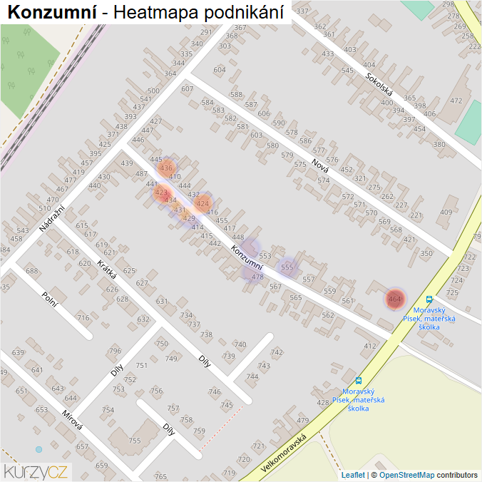 Mapa Konzumní - Firmy v ulici.