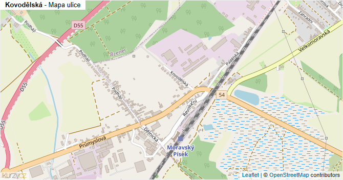 Kovodělská - mapa ulice