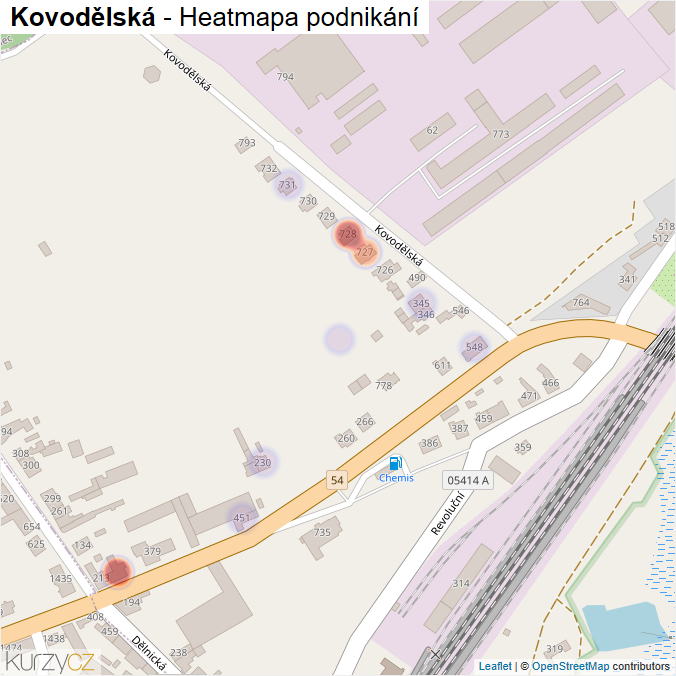 Mapa Kovodělská - Firmy v ulici.