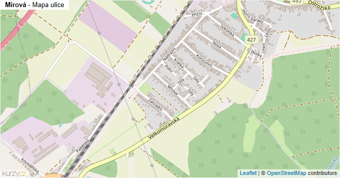Mírová - mapa ulice