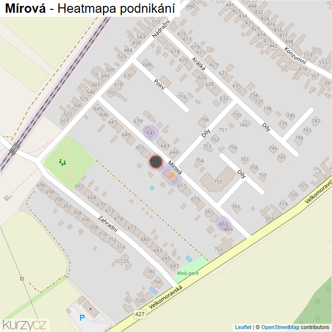 Mapa Mírová - Firmy v ulici.