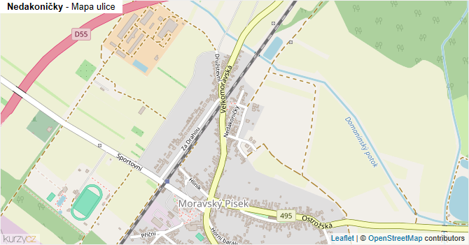 Nedakoničky - mapa ulice