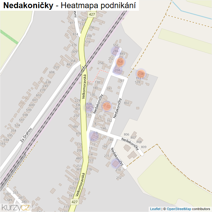Mapa Nedakoničky - Firmy v ulici.