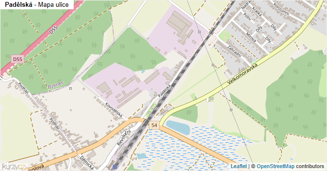 Padělská - mapa ulice
