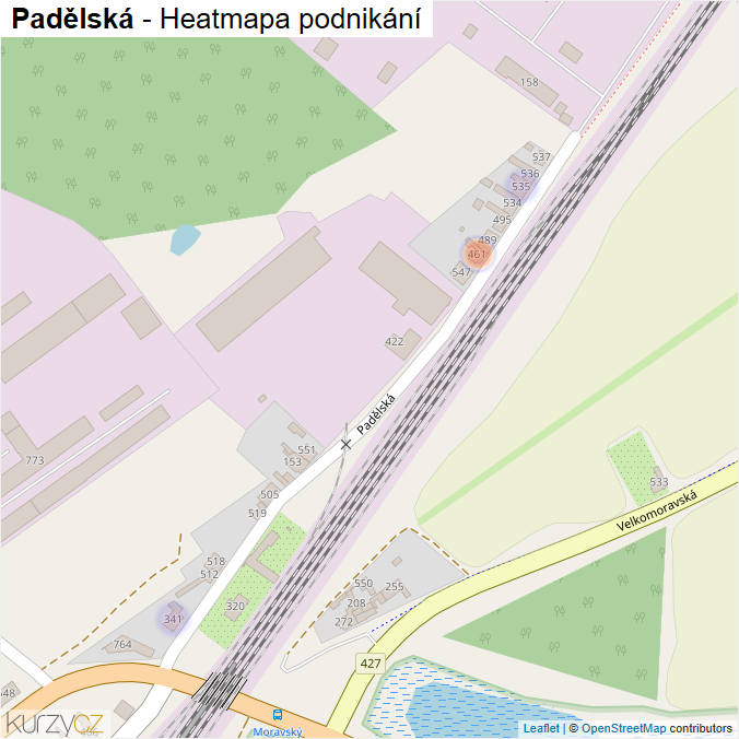 Mapa Padělská - Firmy v ulici.