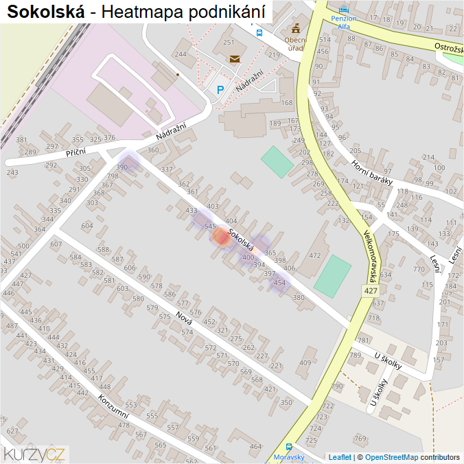 Mapa Sokolská - Firmy v ulici.