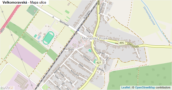 Velkomoravská - mapa ulice