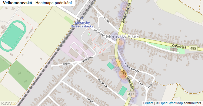 Velkomoravská - mapa podnikání