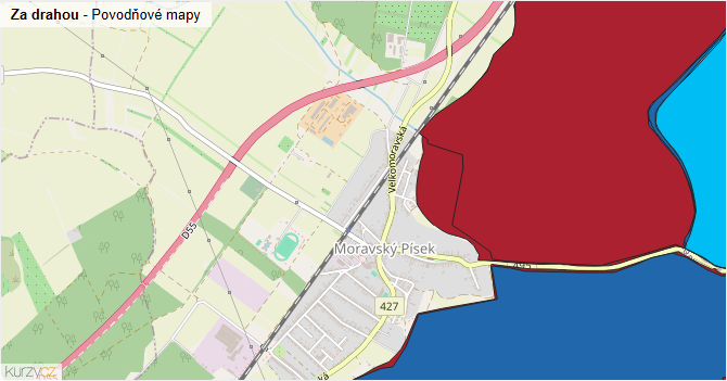 Za drahou - záplavové mapy stoleté vody