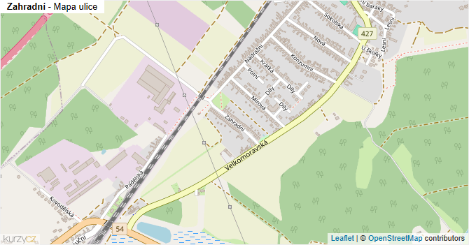 Zahradní - mapa ulice