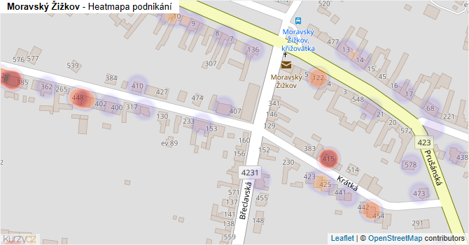 Moravský Žižkov - mapa podnikání