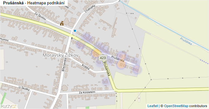 Prušánská - mapa podnikání