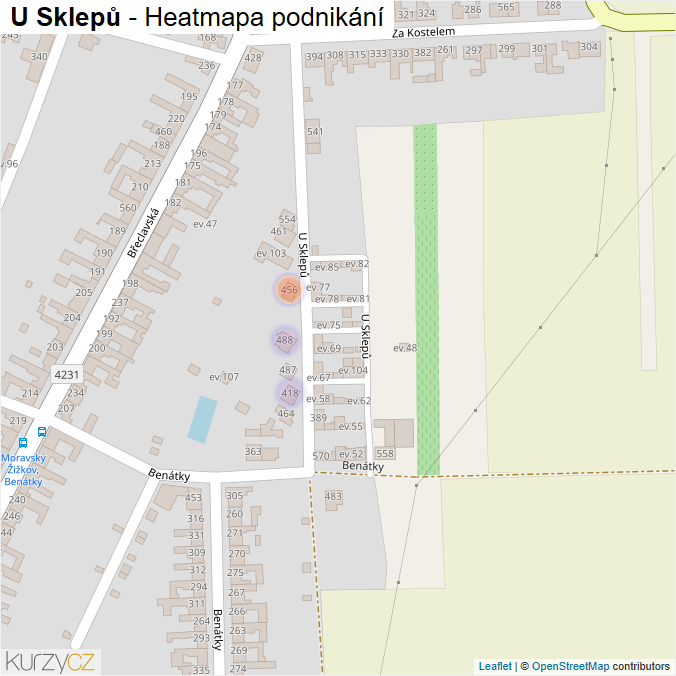 Mapa U Sklepů - Firmy v ulici.