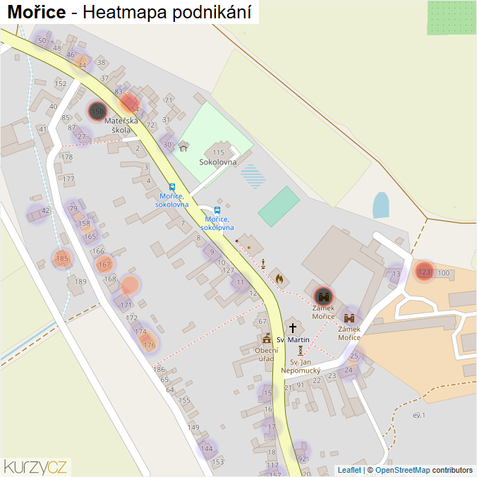 Mapa Mořice - Firmy v části obce.
