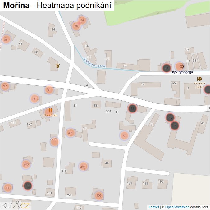 Mapa Mořina - Firmy v obci.