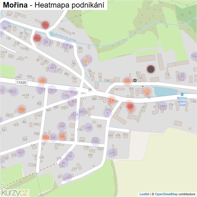 Mapa Mořina - Firmy v části obce.