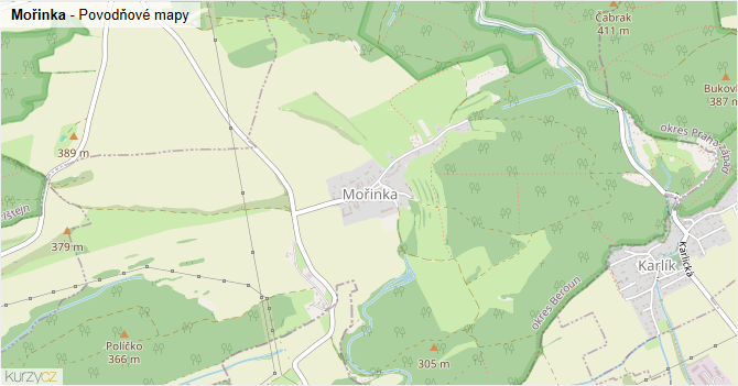 Mořinka - záplavové mapy stoleté vody