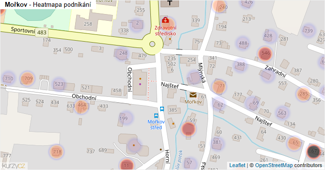 Mořkov - mapa podnikání