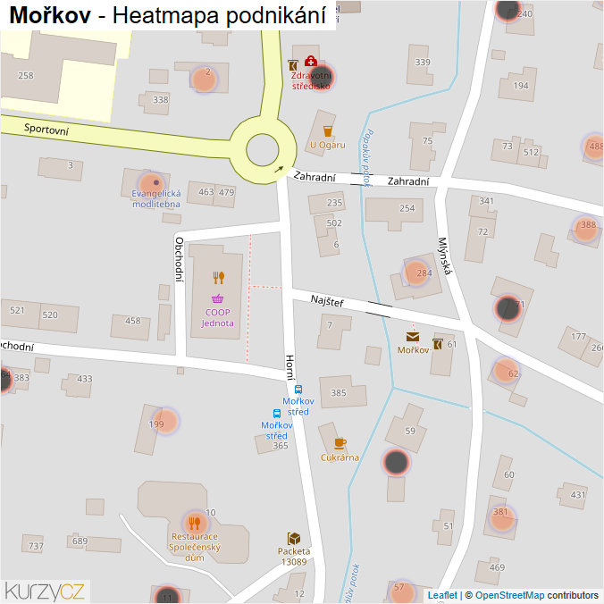 Mapa Mořkov - Firmy v obci.