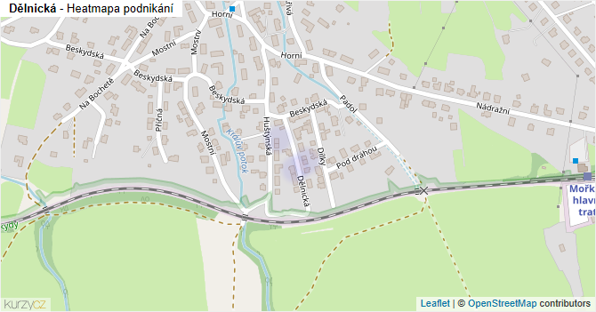 Dělnická - mapa podnikání