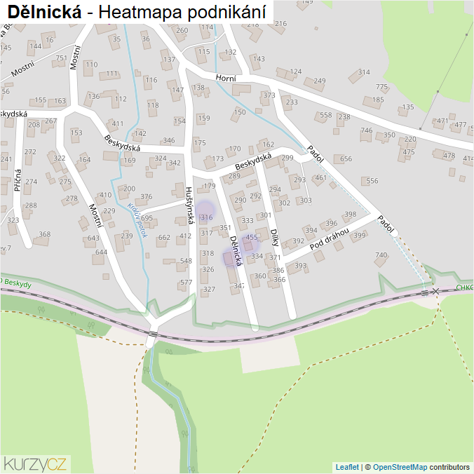 Mapa Dělnická - Firmy v ulici.