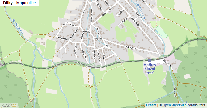 Dílky - mapa ulice