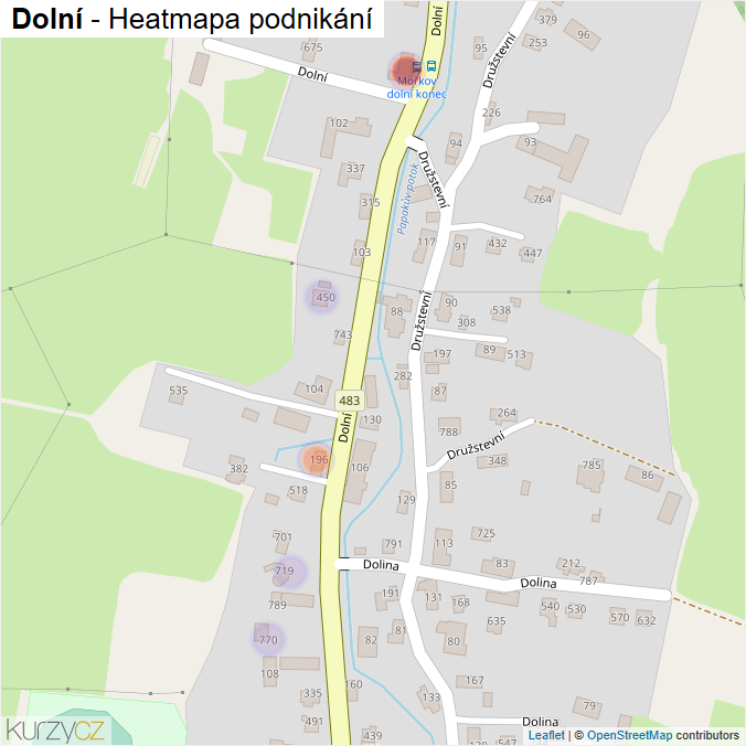 Mapa Dolní - Firmy v ulici.