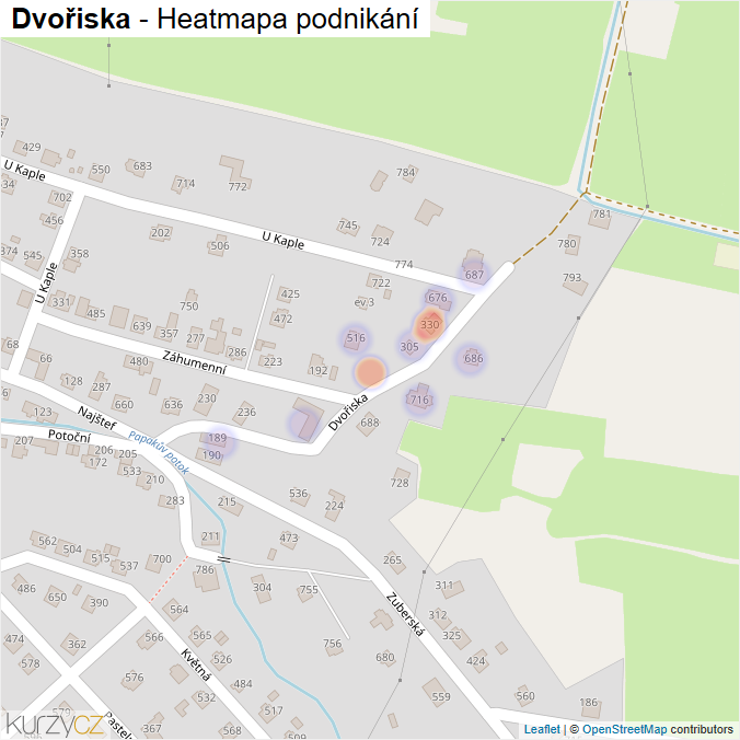 Mapa Dvořiska - Firmy v ulici.